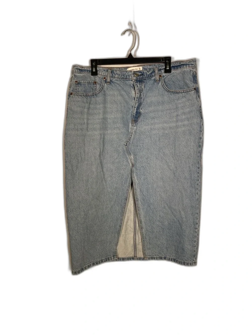 ABERCROMBIE & FITCH WOMENS HIGH RISE DENIM MIDI SKIRT 33/16